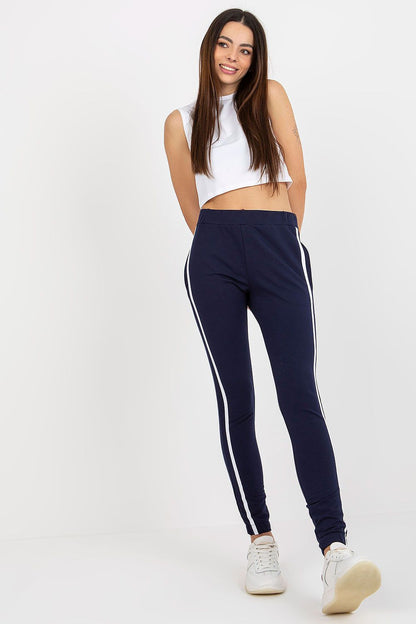 Elegant presentation of Rue Paris High-Waisted Tracksuit Trousers, featuring practical side pockets and a flattering high-waisted fit.