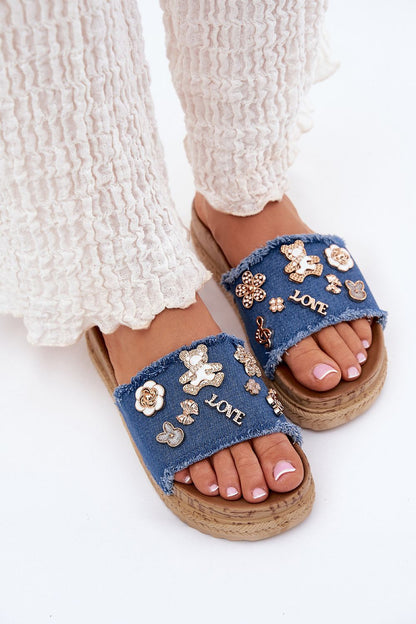 Luxury women's platform sandals with elegant textile strap and golden pins by Step in Style, EU sizes 36-41.