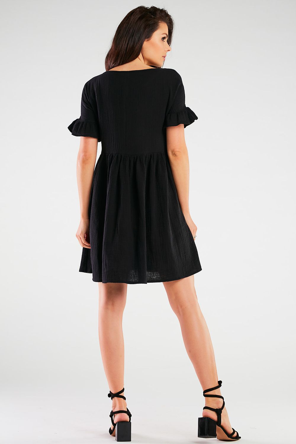 Luxury Cotton Blend Flared Daydress by Infinite You, featuring stretchy short sleeves, perfect for spring-summer wear in EU S/M and L/XL sizes.