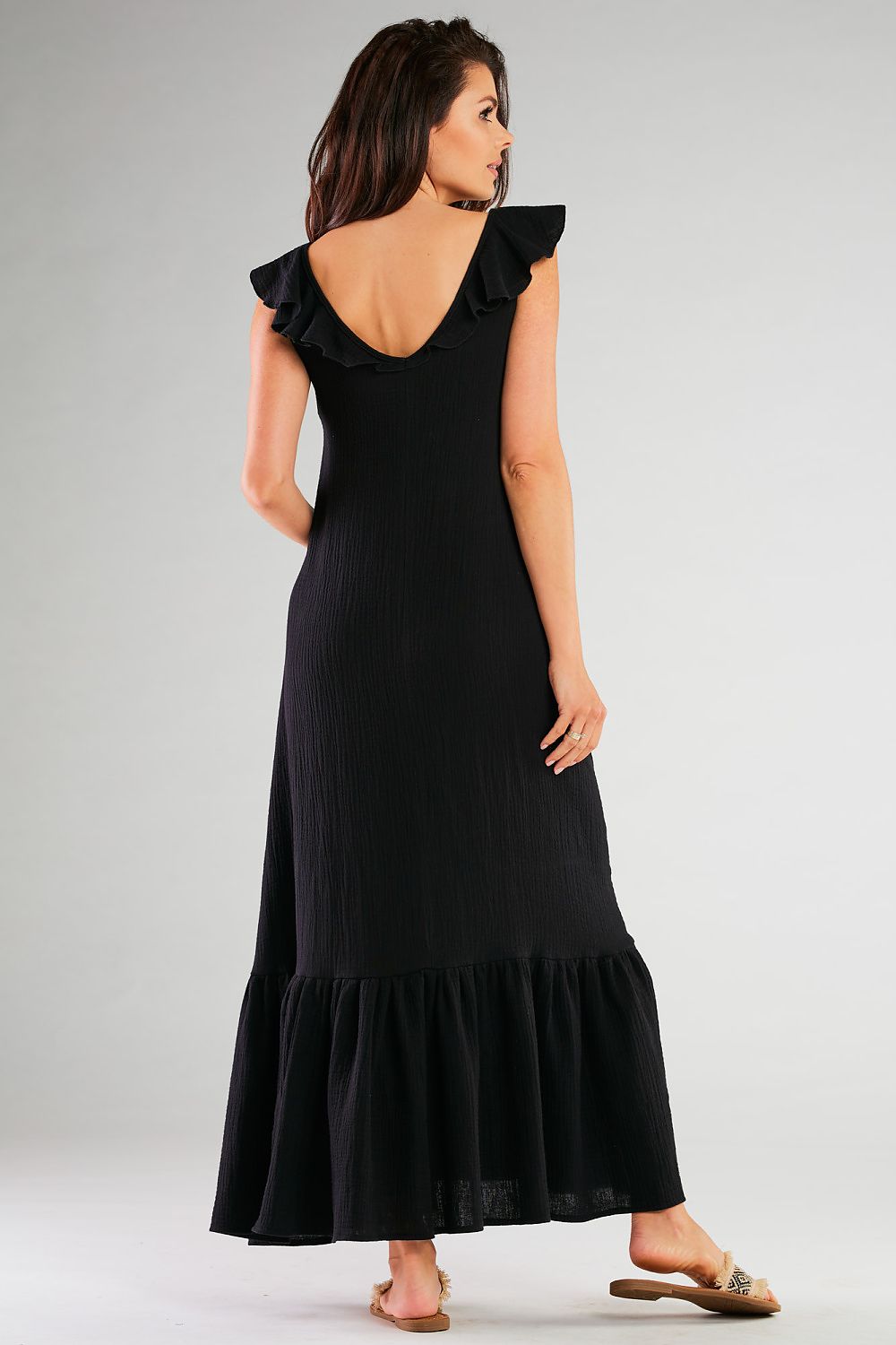Elegant Infinite You long dress worn by a model, illustrating its comfortable fit and stylish silhouette.