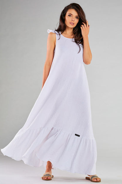 Elegant Infinite You Long Dress for Women, showcasing romantic design and comfortable fit, with a flattering silhouette and cotton-lycra blend fabric.