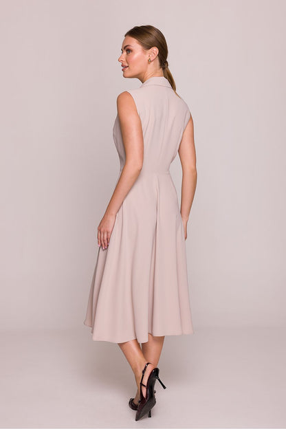 Stylove Midi Cocktail Dress featuring a sophisticated deep V-neckline and lightweight design, ideal for evenings out and family celebrations.