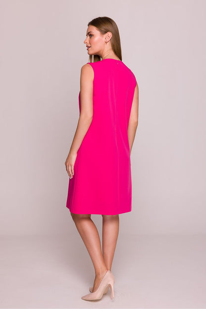 Stylove Elegant Satin Finish Daydress - Designed for comfort and style, this above-the-knee dress emphasizes the feminine silhouette, crafted from high-quality viscose and polyester blend.