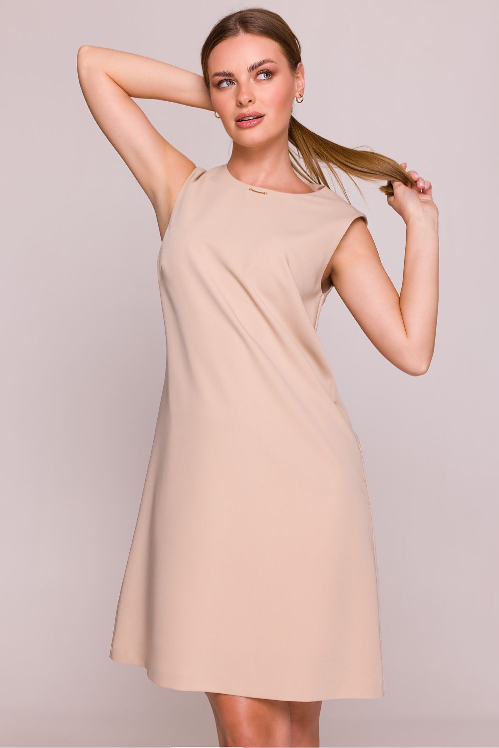Stylove Satin Finish Daydress with a hidden back zipper, combining comfort and luxurious style in a versatile design for every occasion.