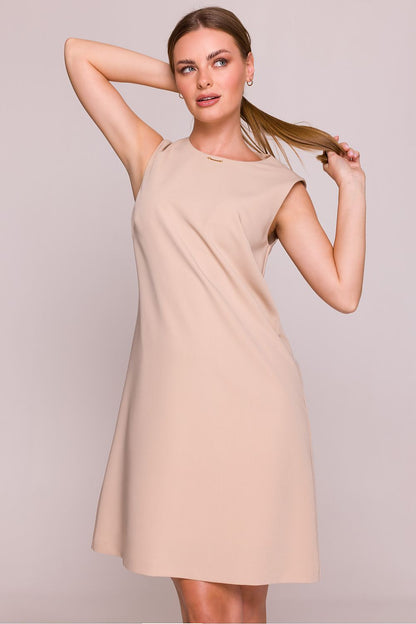 Stylove Satin Finish Daydress with a hidden back zipper, combining comfort and luxurious style in a versatile design for every occasion.