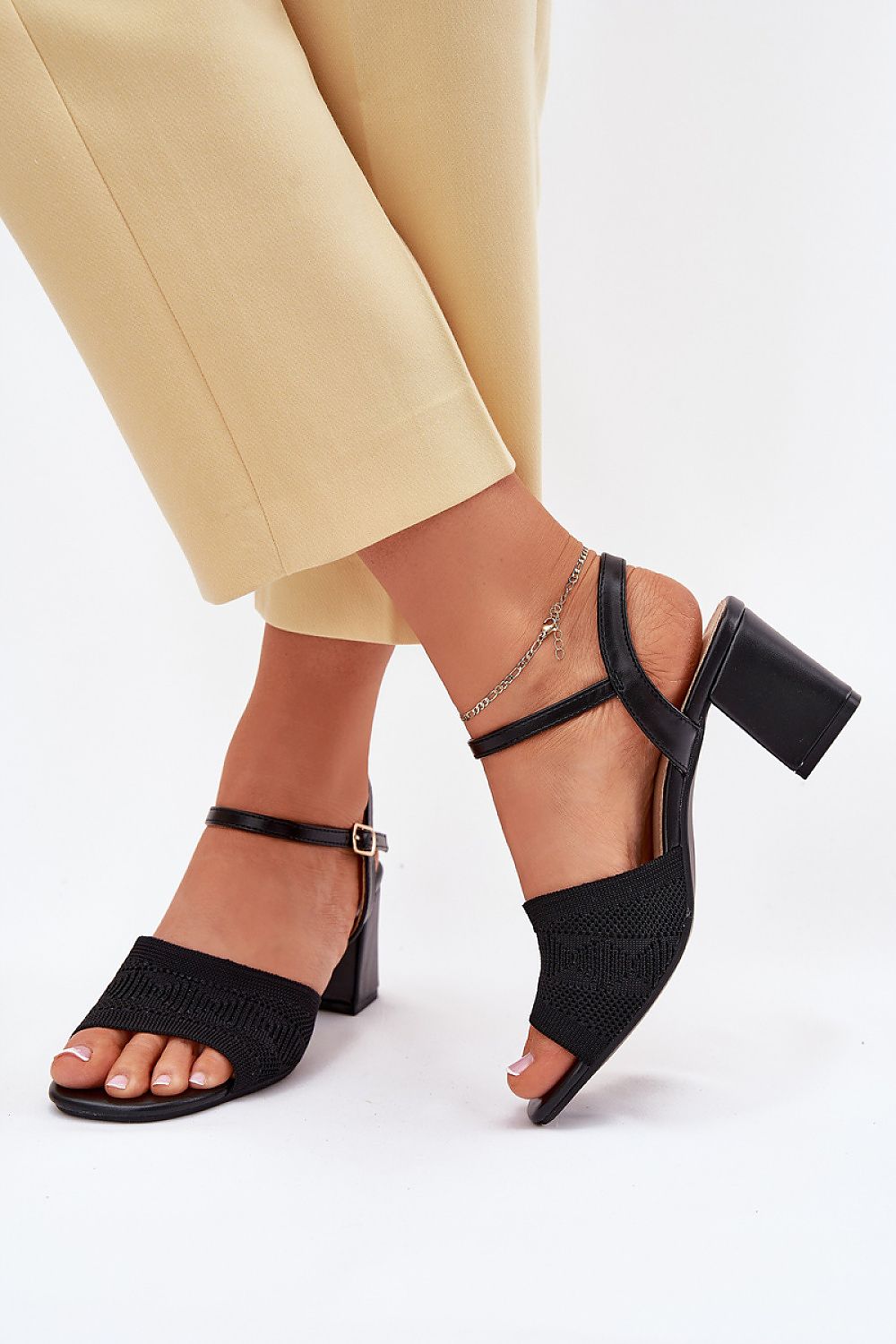 Comfortable women's sandals with a 6.5 cm block heel, crafted from eco leather, presented by Step in style.
