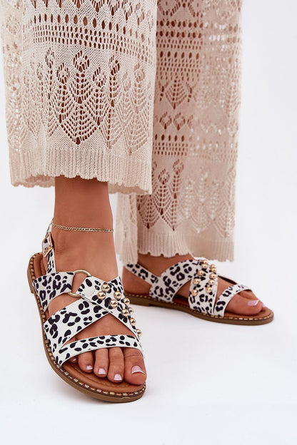 Luxury women's eco suede sandals with adjustable buckle and gold studs by Step in Style, designed for comfort and elegance, available in EU sizes 36-41.