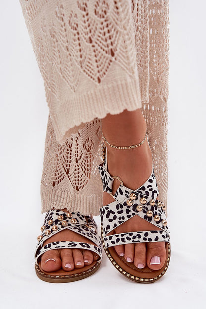 Luxury women's eco suede sandals from Step in Style featuring adjustable buckle and elegant gold studs, perfect for summer outfits.