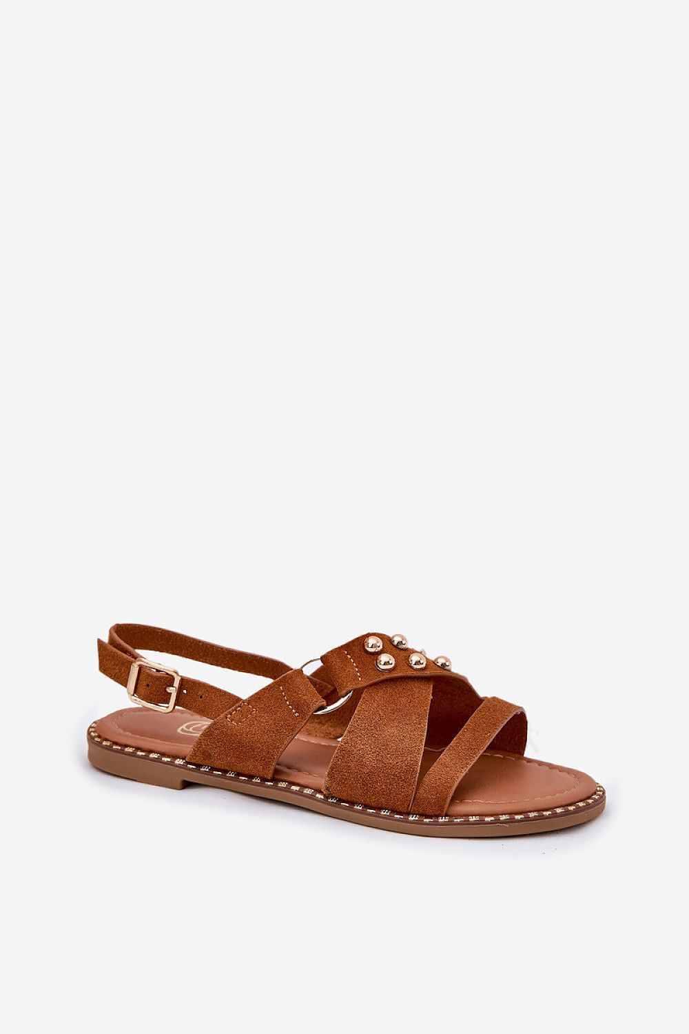 Elegant women's eco suede sandals with a comfortable flat heel and adjustable strap, designed by Step in Style for a stylish summer look.