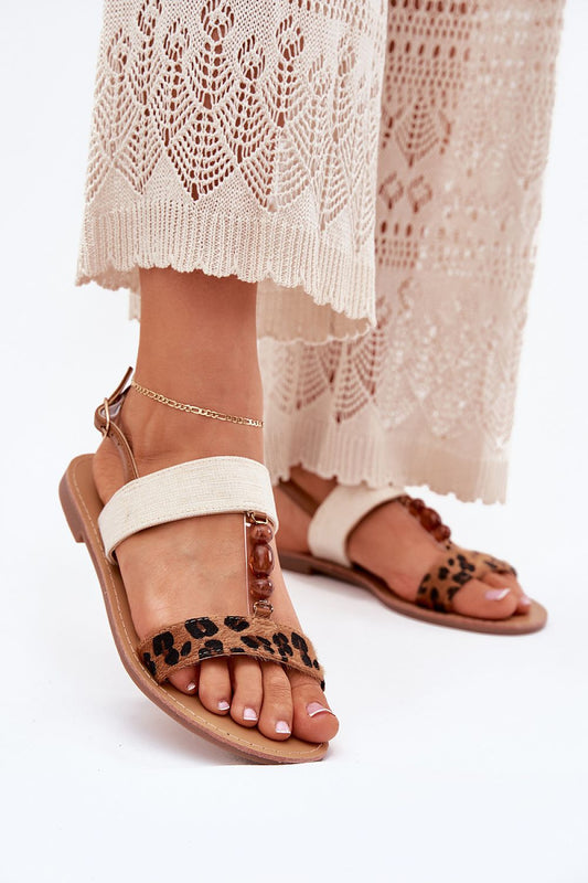 Elegant flat women's sandals with bead detailing from Step in Style, perfect for adding charm to summer outfits.