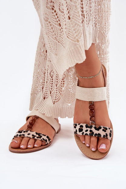 Step in Style sophisticated women's sandals adorned with beads, designed for effortless summer sophistication.