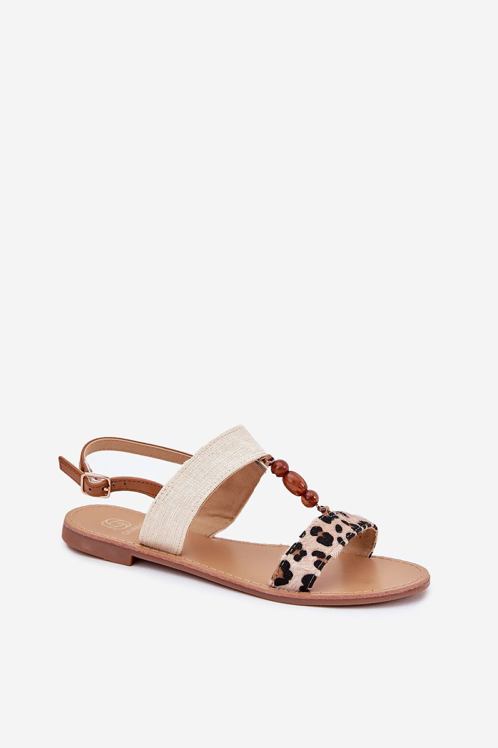 Elegant women's flat sandals with beads by Step in Style, showcasing two stylish straps perfect for summer outfits.