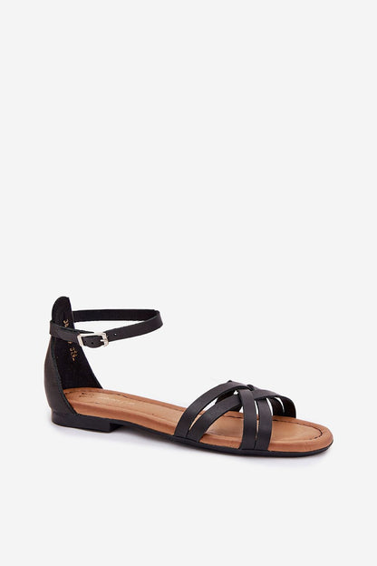 Detail of Maciejka women's sandals featuring interwoven straps and buckle closure, highlighting comfort and style by Step in Style.