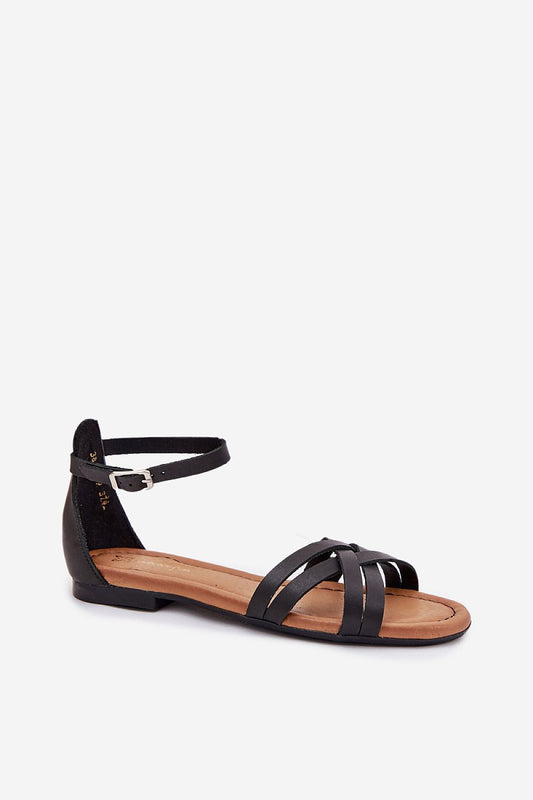 Detail of Maciejka women's sandals featuring interwoven straps and buckle closure, highlighting comfort and style by Step in Style.