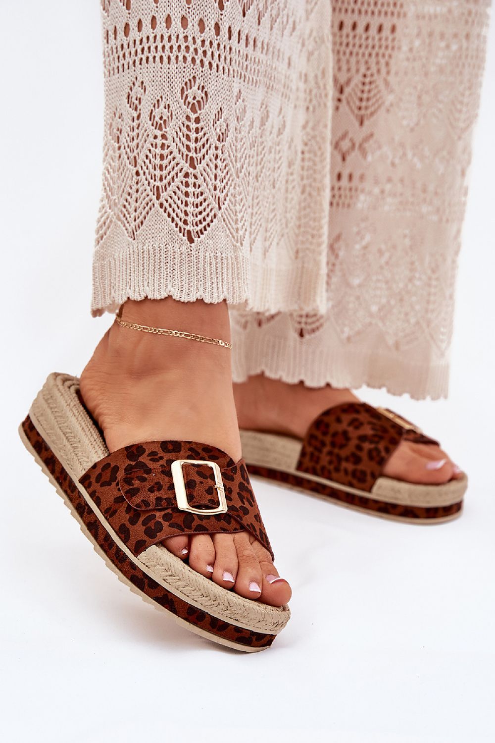 Luxury women's eco suede sandals by Step in Style featuring an adjustable gold buckle and 4cm platform height, perfect for stylish summer outings.