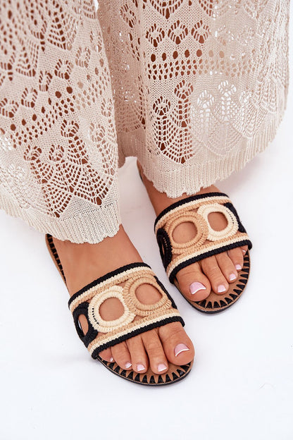 Luxury crocheted women's flip-flops by Step in Style, featuring a comfortable 1cm heel, perfect for summer outfits in sizes EU 36-41.