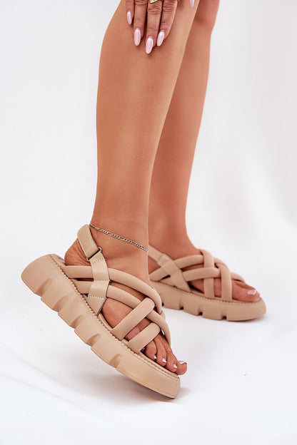 High-quality women's platform sandals by Step in Style, designed with trendy criss-cross straps and a height-boosting platform.