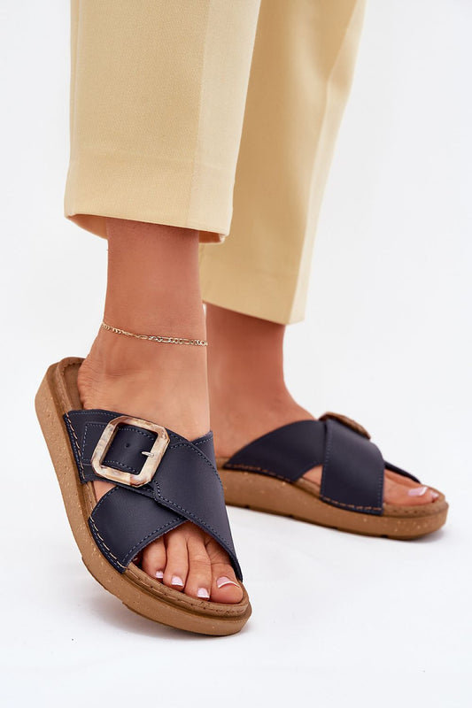 Luxury women's natural leather platform sandals by Step in Style, featuring an adjustable buckle and elegant design, perfect for all-day comfort and style.
