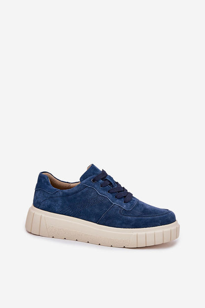 Close-up of the premium suede material of Luxury Women's Sneakers with Platform by Step in Style, highlighting the superior craftsmanship.