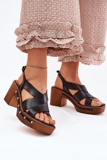 Elegant women's natural leather heel sandals by Step in Style, featuring an adjustable strap for a perfect fit, suitable for formal events and evening outings.