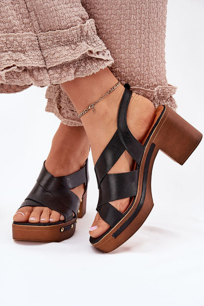 Stylish natural leather heel sandals by Step in Style in various sizes EU 36-41, designed for elegance and comfort on special occasions.