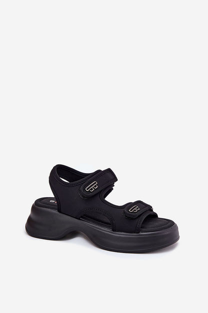 Elegant women's platform sandals with double Velcro from Step in Style, showcasing a stylish design and refined golden details.