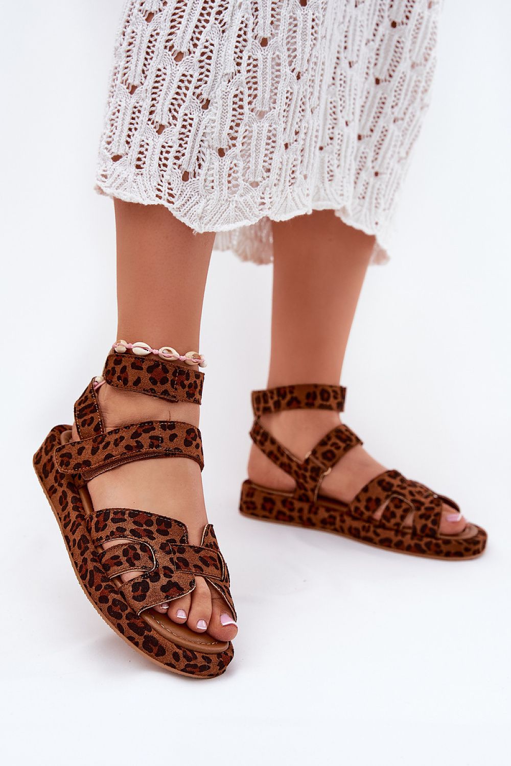 Luxurious imitation leather suede women's sandals with double Velcro by Step in Style, designed for comfort and easy adjustment.