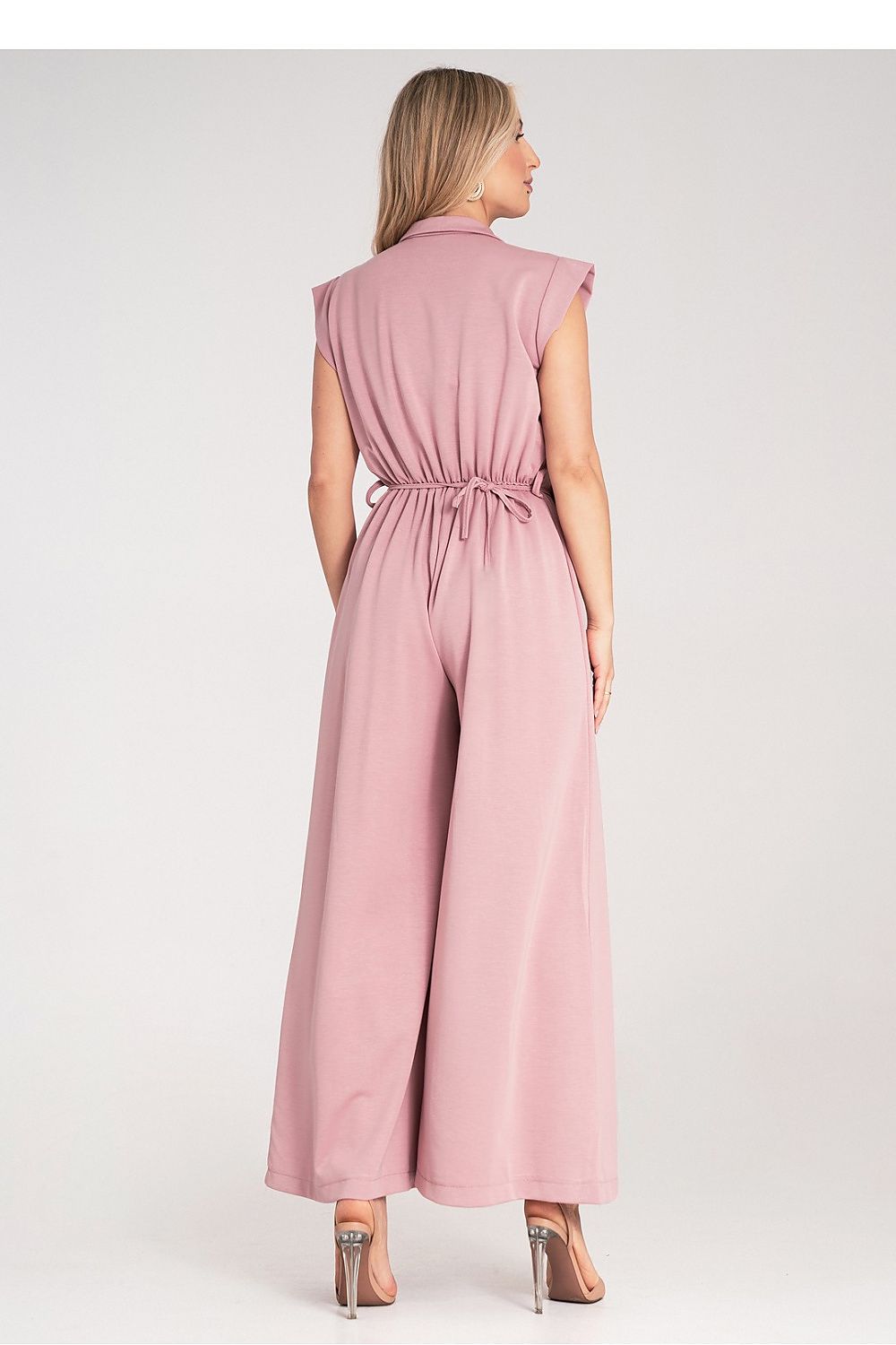 Elegant Figl jumpsuit showcasing a sophisticated design with a collar, button closure, and wide legs.