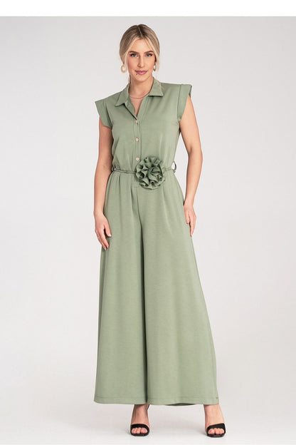 Figl luxury jumpsuit with a contemporary design, featuring decorative elements and flowing fabric.