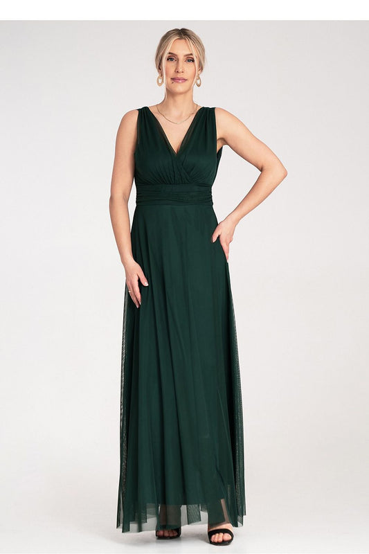 Elegant Maxi Sleeveless Cocktail Dress by Figl featuring a luxurious wrap neckline and exquisite bow back detail.