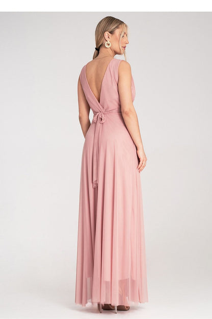 Elegant Figl maxi sleeveless cocktail dress featuring a stylish wrap neckline and delicate bow back, perfect for sophisticated occasions.