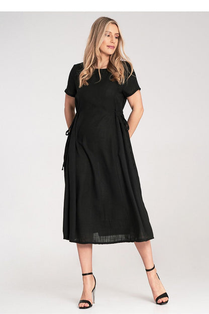 Sophisticated Figl midi dress with exquisite side gathering detail and a delicate flared skirt, ideal for creating a refined look.