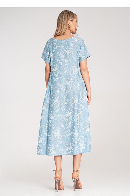 Refined Figl midi dress in a flattering loose fit with a flared bottom and horizontal seam detail, designed for comfort and elegance.