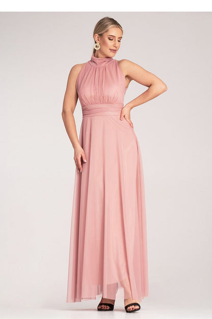 Luxury Figl Maxi Halter Neck Cocktail Dress in EU S/M | US S/M showcasing a flattering fit with gathered waist, ideal for elegant occasions.