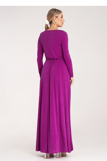 Luxurious maxi dress by Figl showcasing long sleeves and an elastic waist, designed to enhance your silhouette, available in multiple sizes.