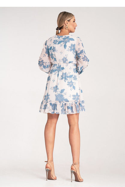 Luxurious Airy Floral Midi Dress by Figl, showcasing a beautiful floral pattern, ideal for spring and summer wardrobes with its chic wrap neckline.