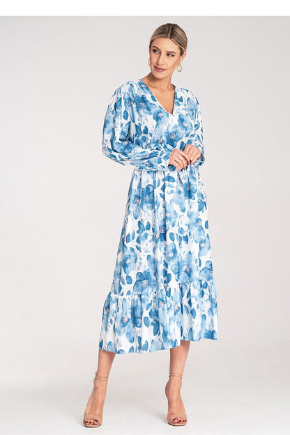 Luxury Floral Maxi Dress by Figl featuring a wrap neckline and ruffle hem, perfect for elegant occasions.