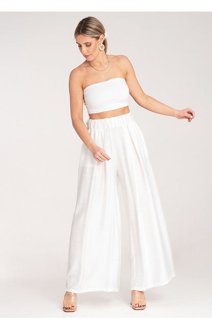 Elegant luxury high waist loose skirt by Figl, crafted from breathable fabric, showcasing soft pleats and an elastic waistband for optimal comfort.