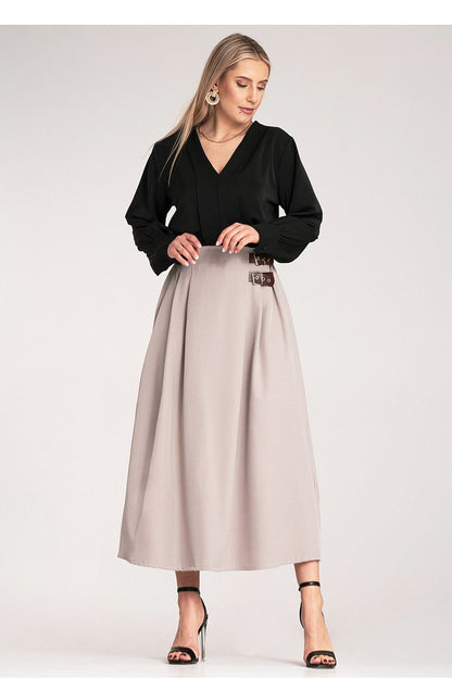 Close-up of Figl Midi Skirt fabric texture displaying high-quality polyester and spandex blend, crafted for comfort and style.