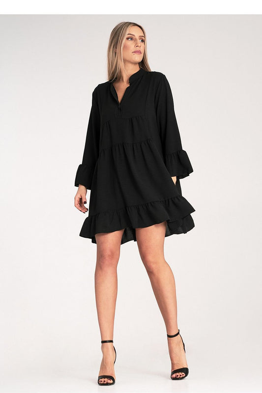 Stylish Figl Loose Ruffle Daydress showcasing delicate ruffles and a sophisticated button closure, ideal for a chic wardrobe in sizes EU S/M and US S/M.