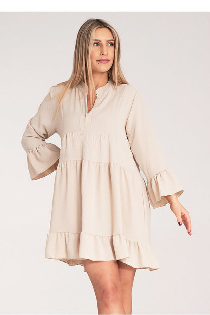 Chic Figl Loose Ruffle Daydress featuring a sophisticated V-Neck design and ruffles, perfect for enhancing summer wardrobes.