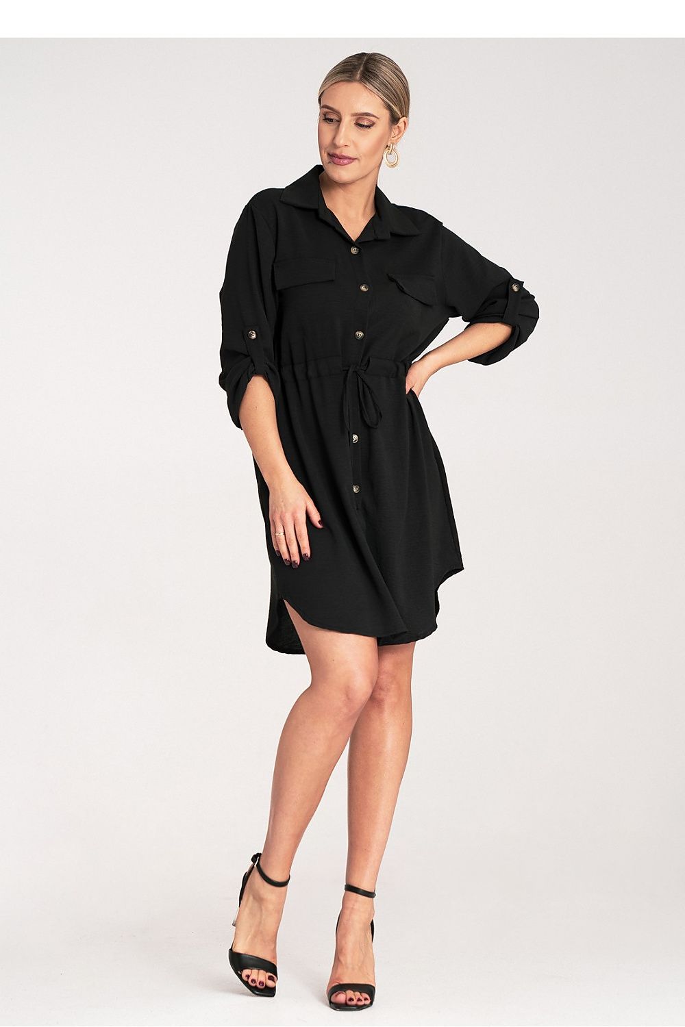 Elegant Figl Classic Shirt Dress with classic collar and chic chest pockets, tailored for a luxurious silhouette in EU S/M | US S/M.