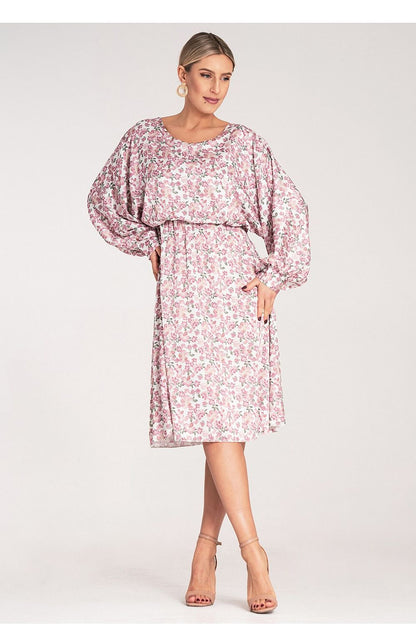 Luxury Floral Midi Dress by Figl featuring elegant kimono-style sleeves and a delicate floral print, perfect for sophisticated occasions.