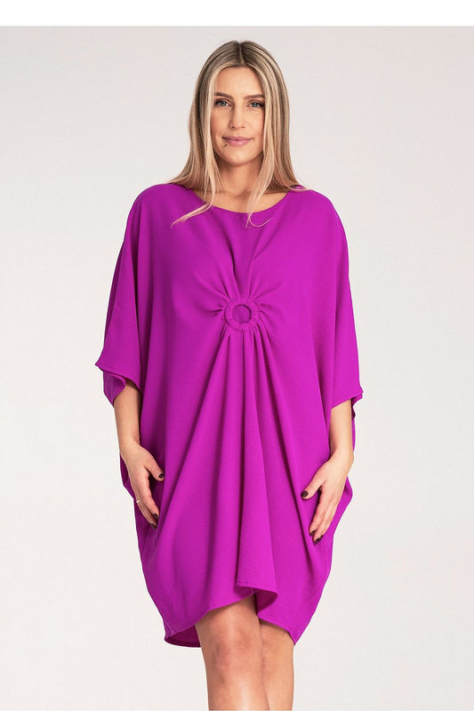 Figl asymmetrical loose daydress featuring wide sleeves, crafted from 100% polyester, designed for a luxurious and comfortable fit in sizes S-XL.