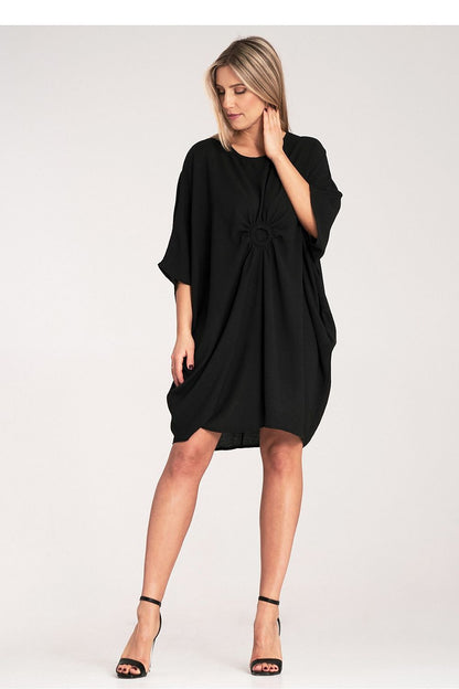 Elegant Figl asymmetrical loose daydress featuring wide sleeves, crafted from luxurious 100% polyester, available in sizes S to XL.