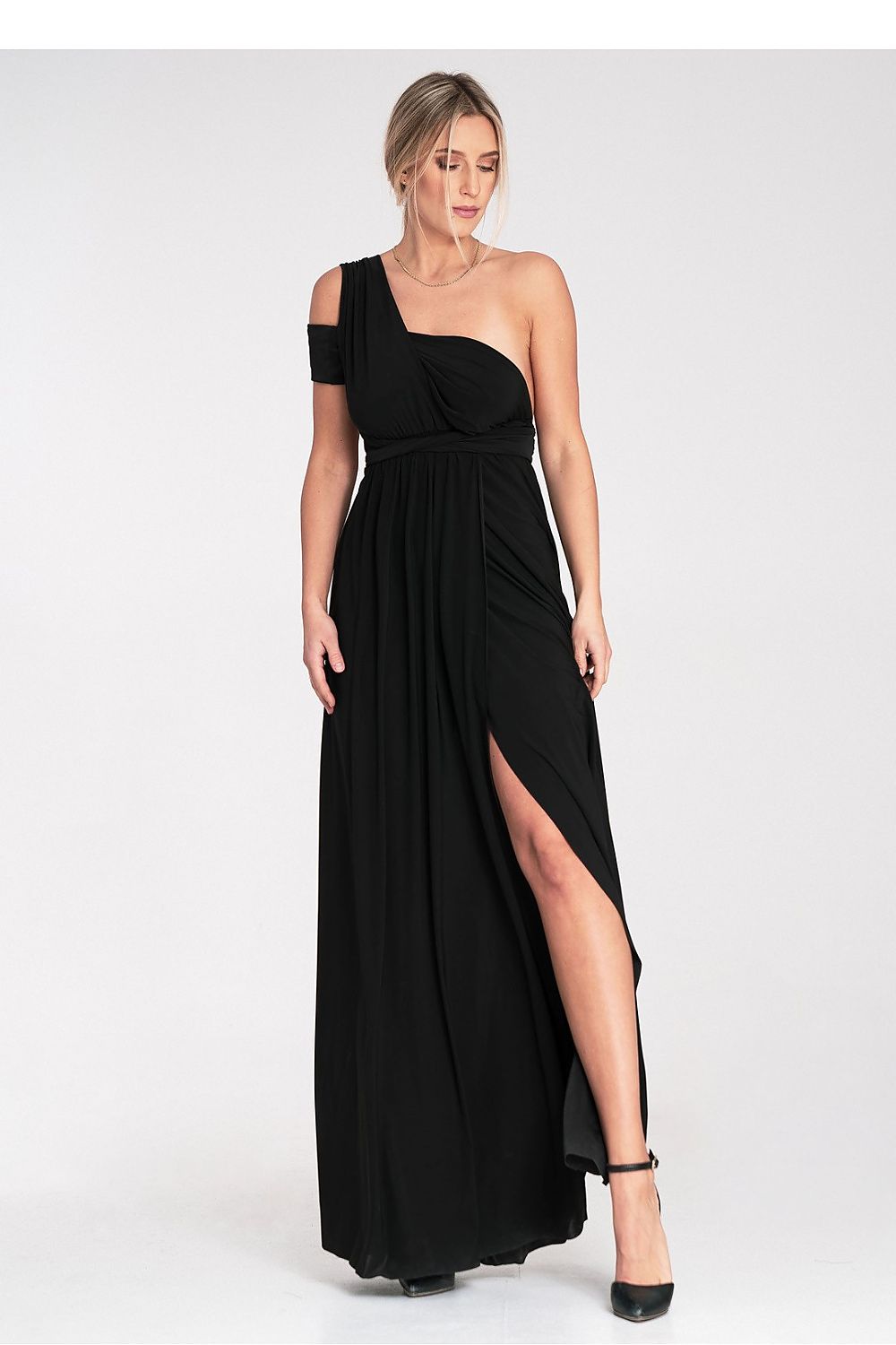 Sophisticated Figl maxi dress demonstrating an elegant silhouette and front slit, designed for modern women.