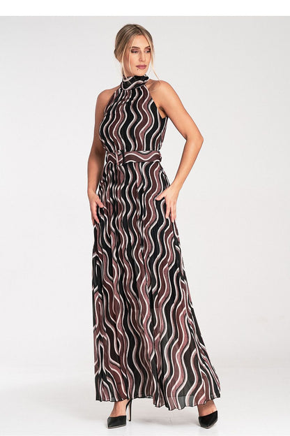 Elegant Figl maxi dress showcasing bare shoulders and a pleated design, perfect for luxurious summer soirées.