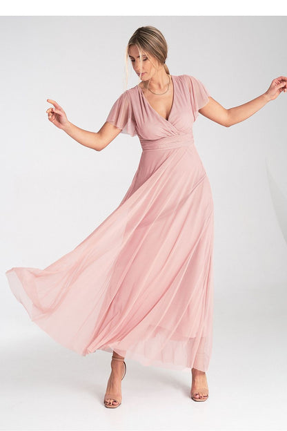 Close-up of the Figl mesh midi dress showcasing the delicate sweetheart neckline and luxurious fabric texture.