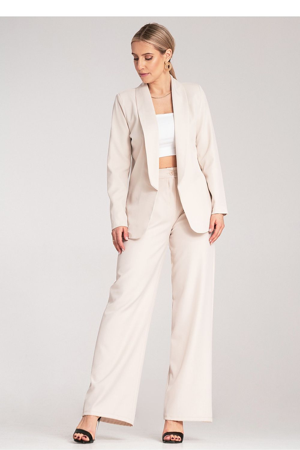 Detail view of Elegant Figl Classic Cut Jacket fabric, highlighting the quality polyester blend and classic silhouette.