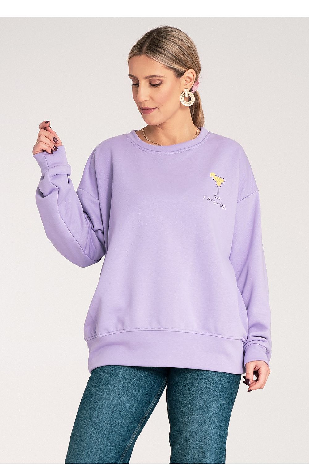 Luxurious Figl casual loose-fitting cotton-blend sweatshirt featuring subtle embroidery, perfect for a stylish yet relaxed look, suitable for EU S/M and US S/M sizes.